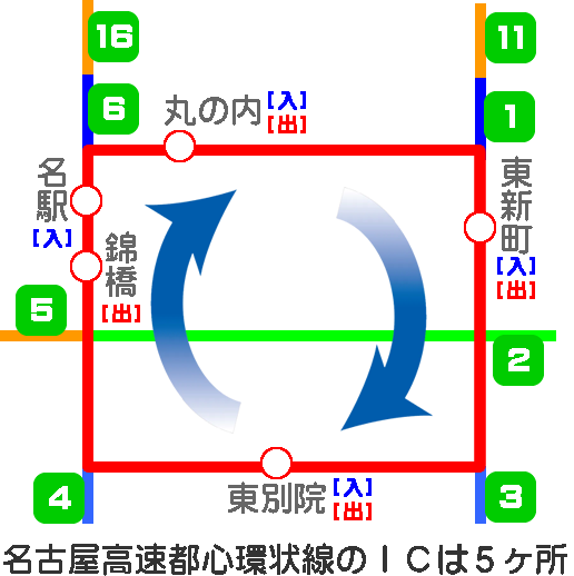 名古屋高速の都心環状線路線図